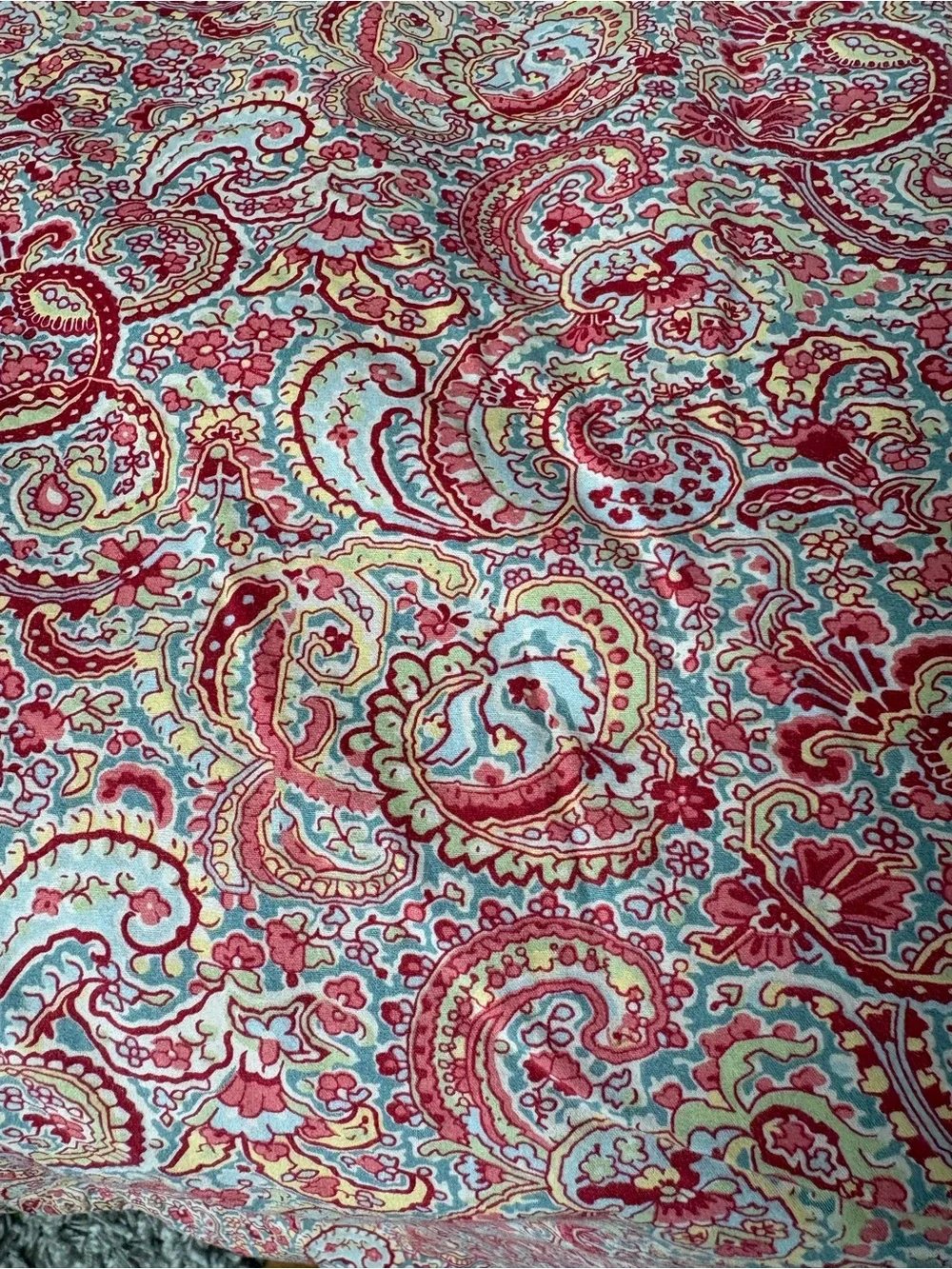 Pottery Barn Paisley Cotton Duvet Cover in Pink, Aqua & Cream